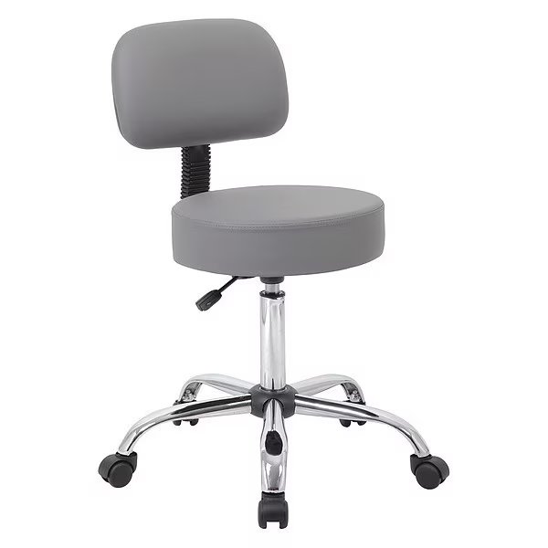 Grey Caressoft Medical Stool W/ Back Cushion, Boss, Mfr#: B245-GY