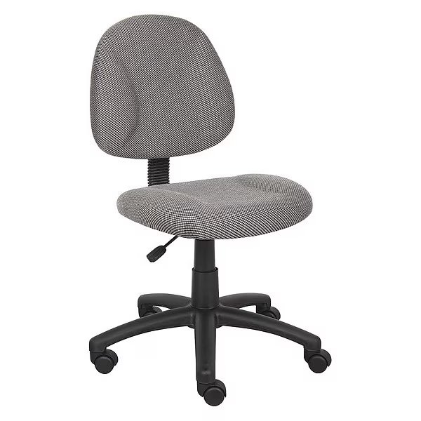 Posture Deluxe Office Task Chair, 25 in W 25" L 40" H, Armless, Tweed Seat, B315 Series, Boss, Mfr#: B315-GY