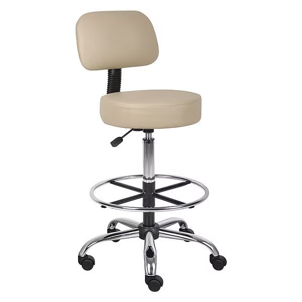 Caressoft Medical/Drafting Stool W/ Back Cushion, Boss, Mfr#: B16245-BG