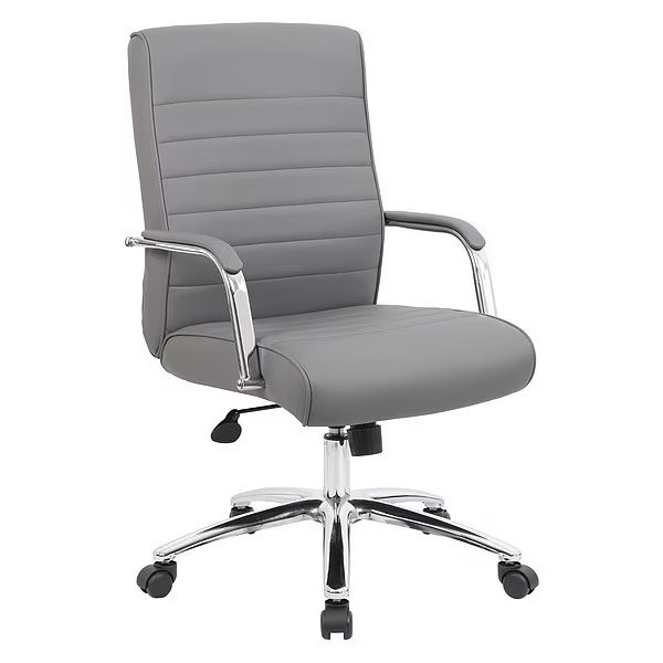 Executive Chair, Fixed, Grey, Boss, Mfr#: B696CRB-GY