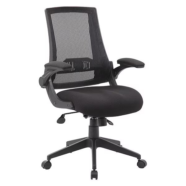 Task Chair, 27 in W 27" L 44" H, Flip, Mesh Seat, Boss, Mfr#: B6776-BK