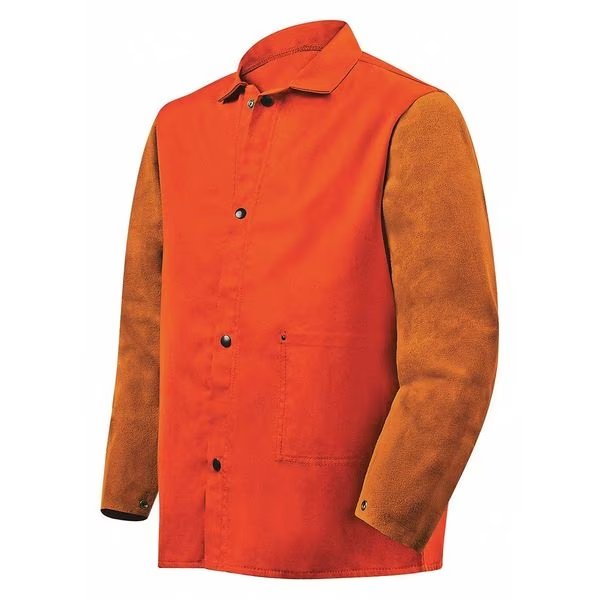Flame Resistant Jacket w/Leather Sleeves, Brown, M, Steiner, Mfr#: 1250-M