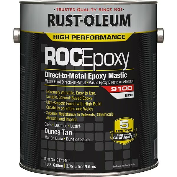 Epoxy Mastic Coating, Dunes Tan, Semi-gloss, 1 gal, 125 to 225 sq ft/gal, 9100 Series, Rust-Oleum, Mfr#: 9171402