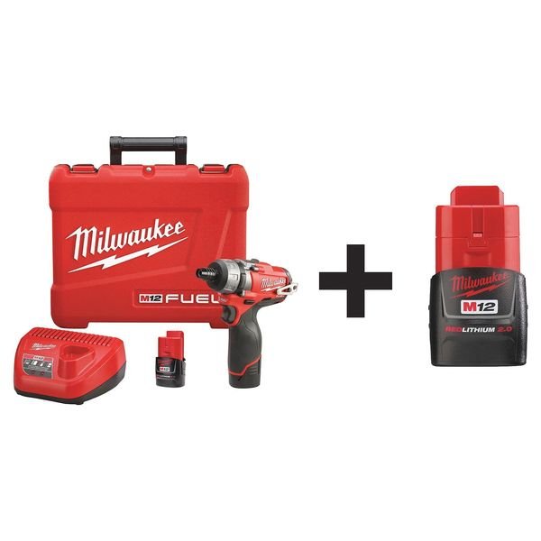 Cordless Screwdriver Kit, 12.0V, Milwaukee Tool, Mfr#: 2402-22, 48-11-2420