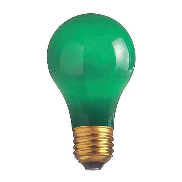 40 W A19 Incandescent - Ceramic Green - 2000 Hours - Medium Base - 130V, Satco, Mfr#: S4982