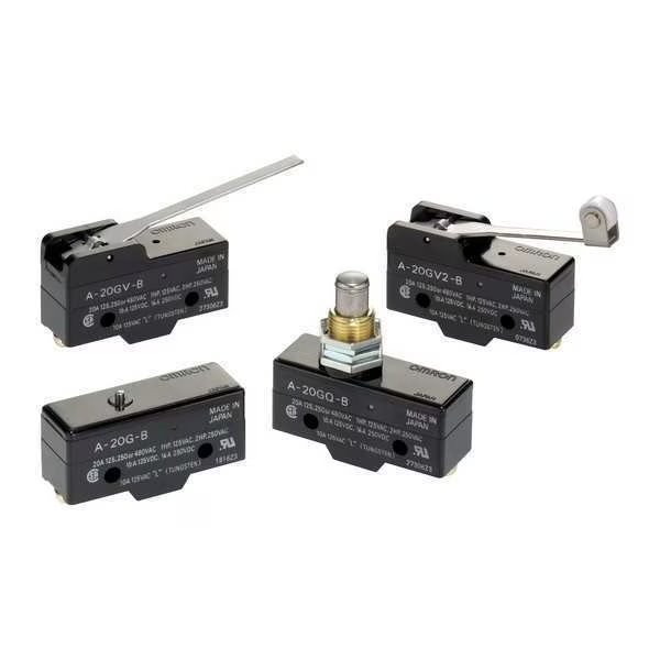 SNAP ACTION SWITCH, Pin, Plunger Actuator, SPDT, 20 A @ 250 V AC Contact Rating, Omron, Mfr#: A-20G-B