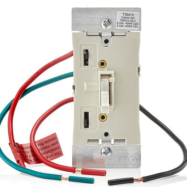 Dimmer, 1-Pole/3-Way, 120VAC, Light Almond, Leviton, Mfr#: TSM10-1LT
