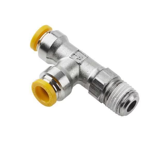 Push-to-Connect, Threaded Metric Metal Push-to-Connect Fitting, Brass, Silver, Parker, Mfr#: W171PLP-6M-4R