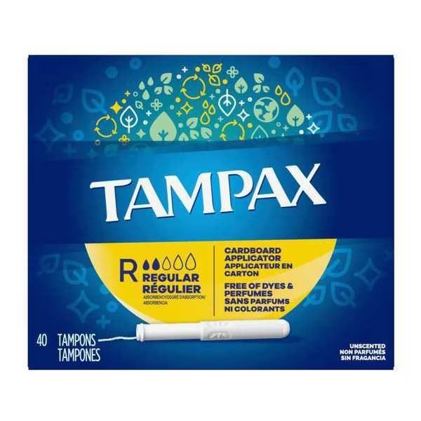 Tampons w/Applicator, 5 1/4 in L, Reg, PK12, Tampax, Mfr#: 24751