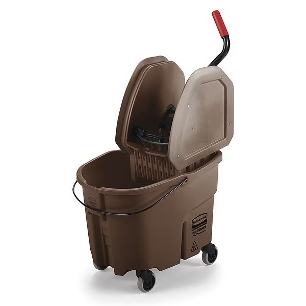 8 3/4 gal WaveBrake Down Press Mop Bucket and Wringer, Brown, Polypropylene, Rubbermaid Commercial, Mfr#: FG757788BRN