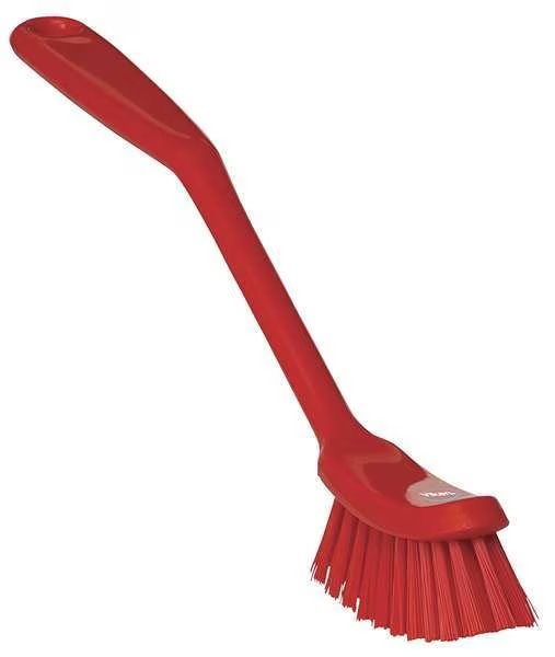 1 in W Scrub Brush, Medium, 8 3/16 in L Handle, 11 in L Brush, Red, Plastic, 11 in L Overall, Remco, Mfr#: 42874