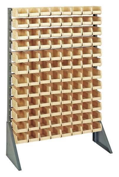 Steel Bin Rail Floor Rack, 15 in W x 36 in D x 54 in H, Ivory, Quantum Storage Systems, Mfr#: QRU-12S-210-96IV