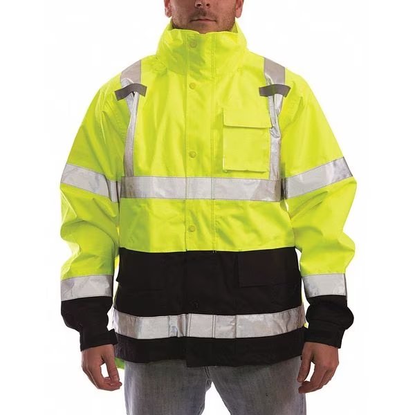 Icon Rain Jacket, Class 3, Type P, Black/Ylw, XL, Tingley, Mfr#: J24122