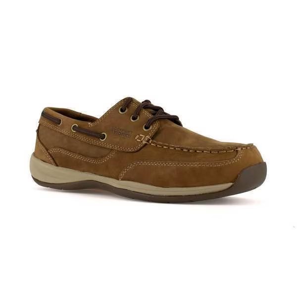 Boat Shoes, Stl, Mn, 8-1/2, Brn, PR, Rockport Works, Mfr#: RK6736