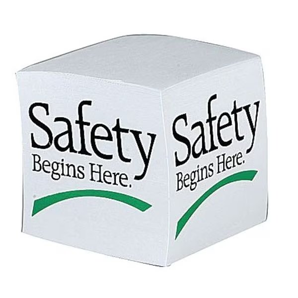 Slogan Memo Cube, Safety Begins Here, Quality Resource Group, Mfr#: 8109-2