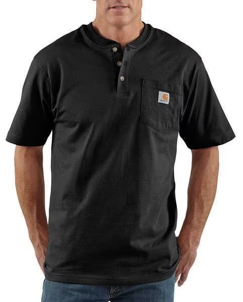 Short Sleeve Henley, Black, 2XL, Carhartt, Mfr#: K84-BLK XXL REG