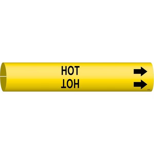 Pipe Marker, Hot, Yellow, 4 to 6 In, Brady, Mfr#: 4197-D