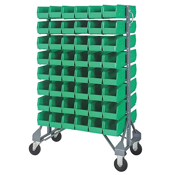 Steel Mobile Bin Rail Floor Rack, 20 in W x 36 in D x 53 in H, Blue, Quantum Storage Systems, Mfr#: MQRU-16D-230-96BL