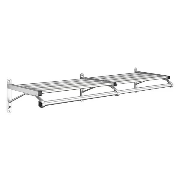 Coat Rack, 1 Shelf, 48 In W, Satin Aluminum, Glaro, Mfr#: 501-48SA