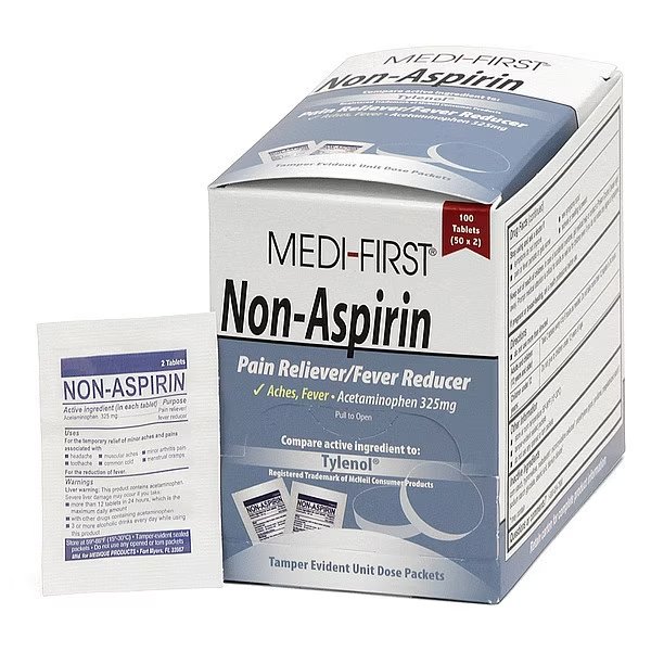 Non-Aspirin, Tablet, 325mg, PK100, Medi-First, Mfr#: 80333