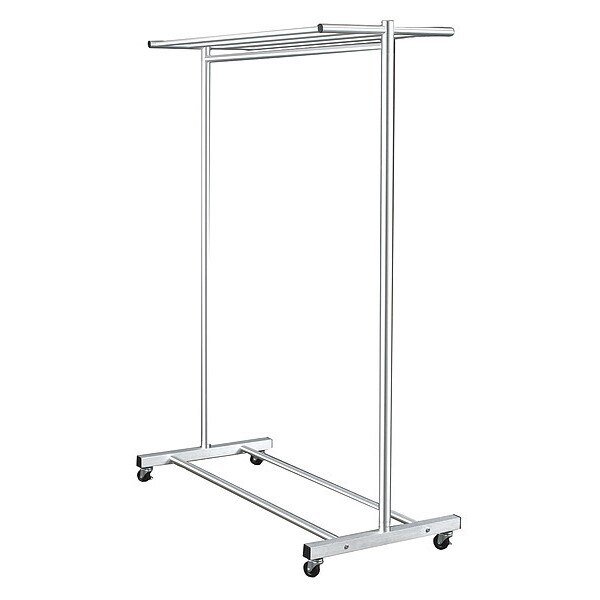 Single Sided Mobile Coat Rck, 60 In, Satin, Glaro, Mfr#: 725-5SA