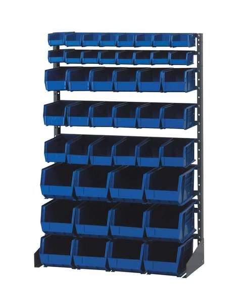 Steel Bin Rail Floor Rack, 36 in W x 15 in D x 54 in H, Black, Quantum Storage Systems, Mfr#: QRU-16S-220230240BK
