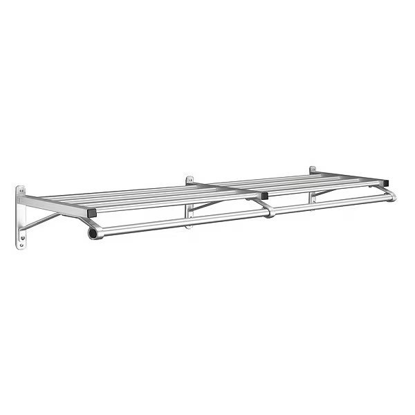 Coat Rack, 1 Shelf, 60 In W, Satin Aluminum, Glaro, Mfr#: 501-60SA