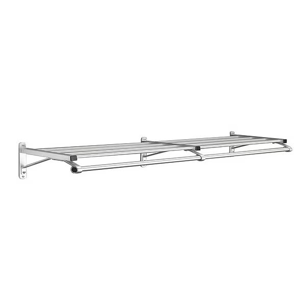 Coat Rack, 1 Shelf, 72 In W, Satin Aluminum, Glaro, Mfr#: 501-72SA