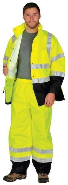 2-Piece Rainsuit with Hood, Jacket/Pant, Storm Stopper Pro, Class 3, Hi-Vis Lime, Size L/XL, Kishigo, Mfr#: RW100-L-XL