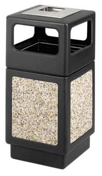 38 gal Square Trash Can, Black, 18-1/4