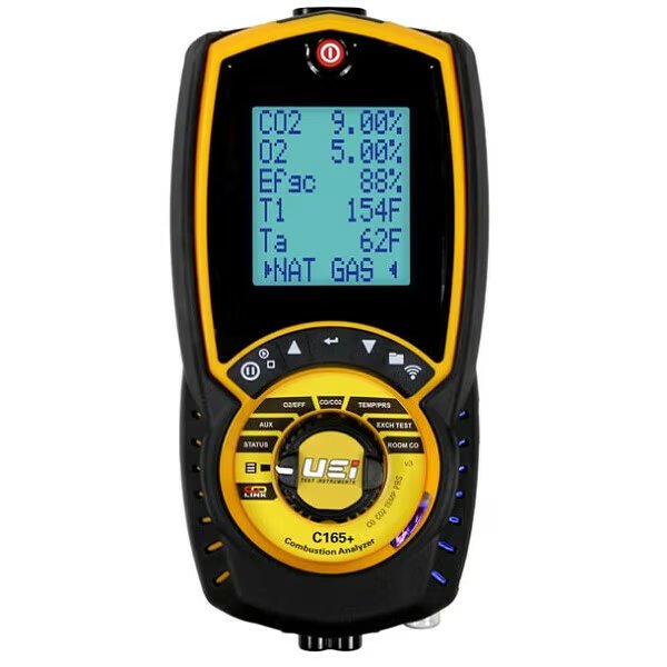 Combustion Analyzer, 32to113F, 21% v/vO2, Uei Test Instruments, Mfr#: C165+NOIL-N