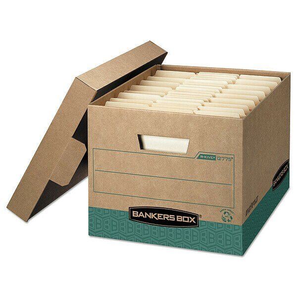 R-Kive Storage Box, Letter/Legal, Kraft/Green, PK12, Bankers Box, Mfr#: 12775