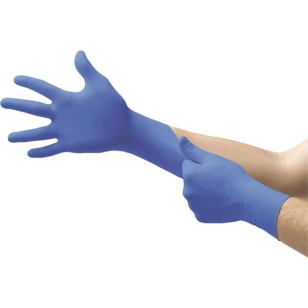 N27, Fully Textured Disposable Gloves, 3.9 mil Palm, Nitrile, Powder-Free, L (9), 100 PK, Blue, Ansell, Mfr#: N273