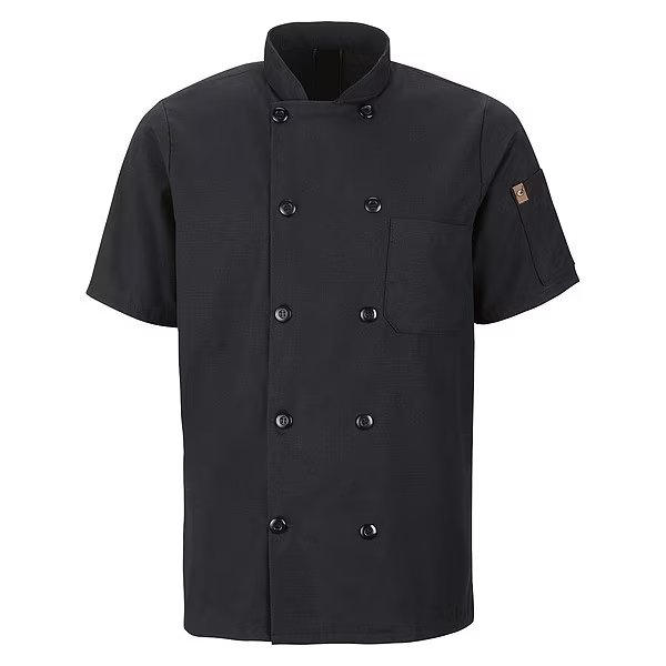 Chef Coat, M, Black, Red Kap, Mfr#: 046XBK SS M
