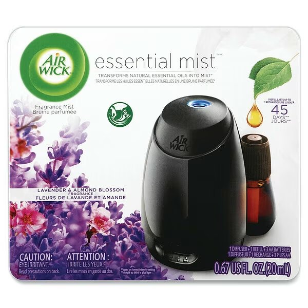 Essential Mist Starter Kit, Lavender and Almond Blossom, 0.67 oz Bottle, PK4, Air Wick, Mfr#: 98576