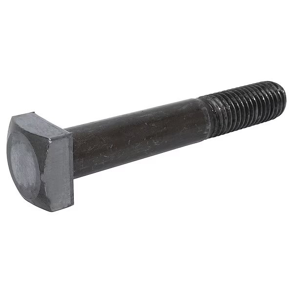 Square Head Bolt, Steel, Grade 2, Plain, 3/8