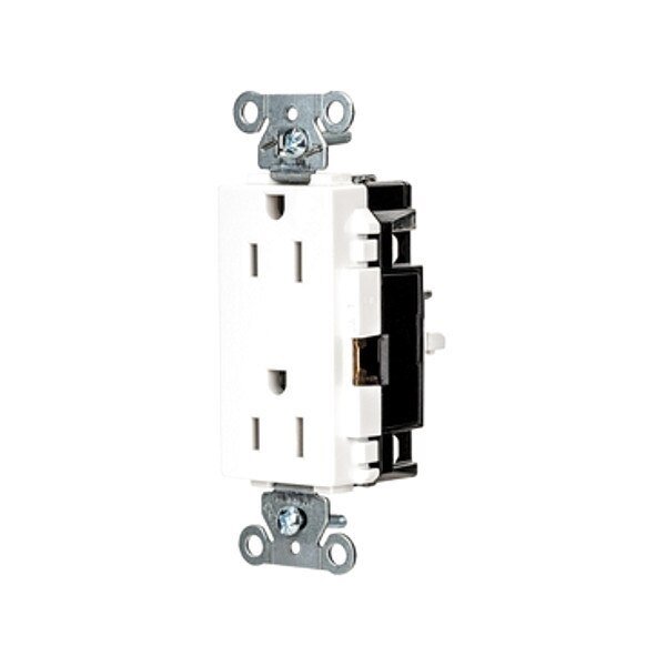 Receptacle, 1/2 hp, 125V AC, NEMA 5-15R, Hubbell, Mfr#: DR15STW