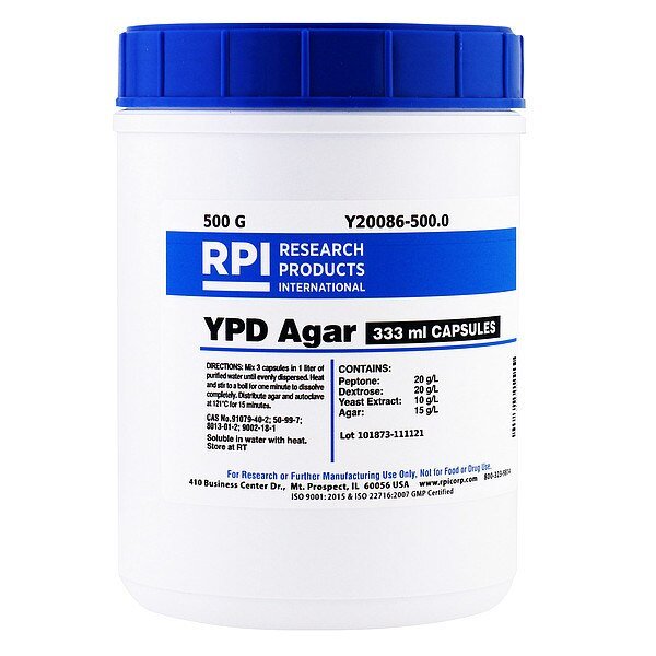 YPD Agar, 500g, PK23, Rpi, Mfr#: Y20086-500.0