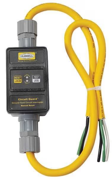Line Crd GFCI, 2 ft., Ylw, 30A, NEMA 4X, 240V, Hubbell Wiring Device-Kellems, Mfr#: GFPST2301