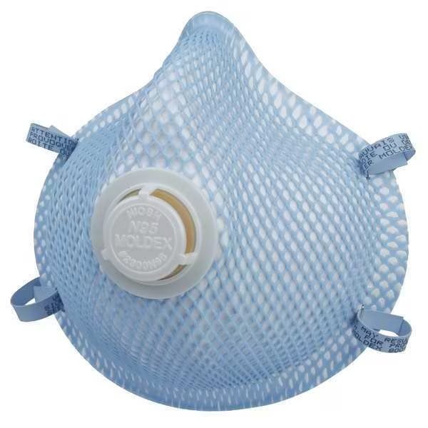 N95 Disposable Respirator, Exhalation Valve, 2300 Series, Molded, Dual Headstrap, M/L, Pack of 10, Moldex, Mfr#: 2300N95