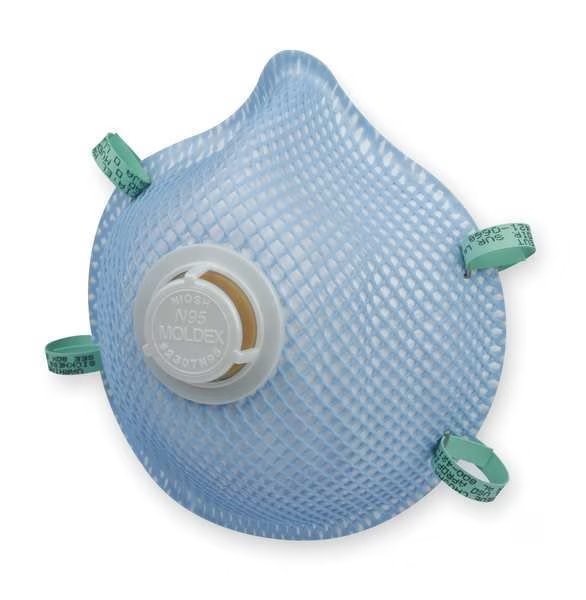 N95 Disposable Respirator w/ Valve, S, Blue, PK10, Moldex, Mfr#: 2307N95