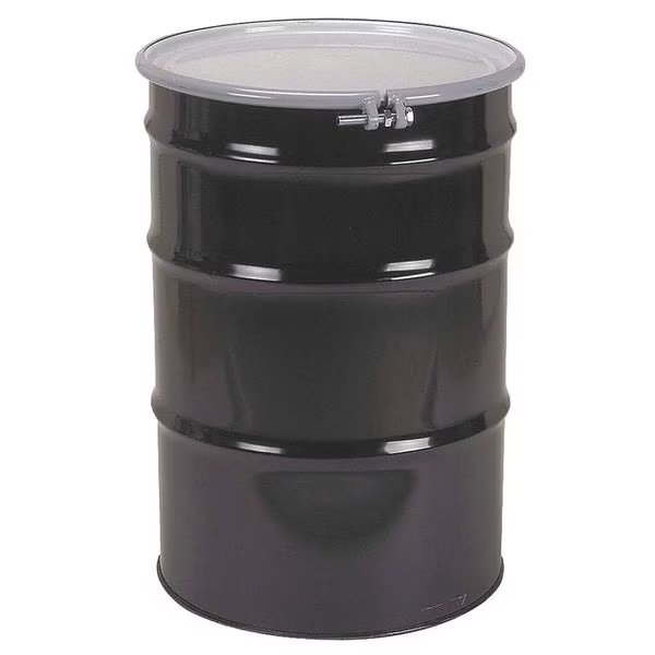 Open Head Transport Drum, Steel, 55 gal, Unlined, Black, EnjoyTool Select, Mfr#: CQ5506