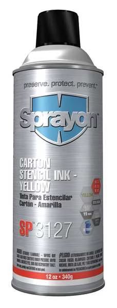 Stencil Ink, 16 Oz, Yellow, Waterproof, Sprayon, Mfr#: SC3127000