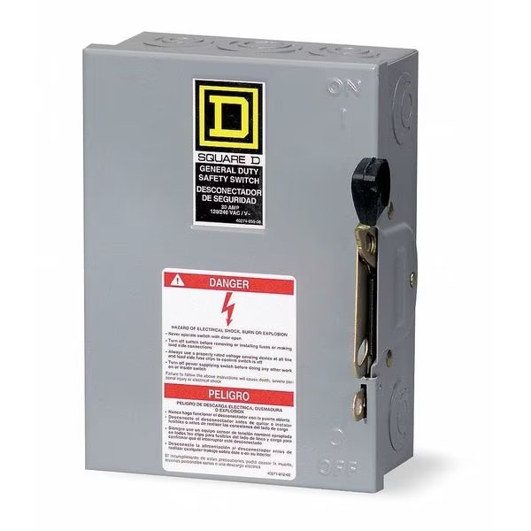 Fusible Safety Switch, General Duty, 240V AC/DC, 2PST, 400 A, NEMA 1, Square D, Mfr#: D225N