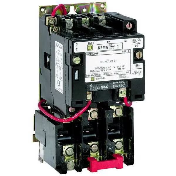 Nonreversing Magnetic Motor Starter, No Enclosure NEMA Rating, 240V AC, 3 Poles, Square D, Mfr#: 8536SBO2V03
