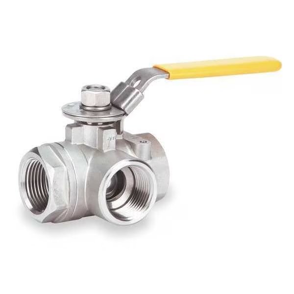 2" FNPT Stainless Steel Ball Valve 3-Way, Milwaukee Valve, Mfr#: BA3WDSLH 2