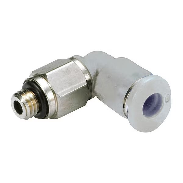 Push-to-Connect, Threaded Swivel Elbow, 1/4 in Tube Size, PBT, White, 10 PK, Norgren, Mfr#: M22470406