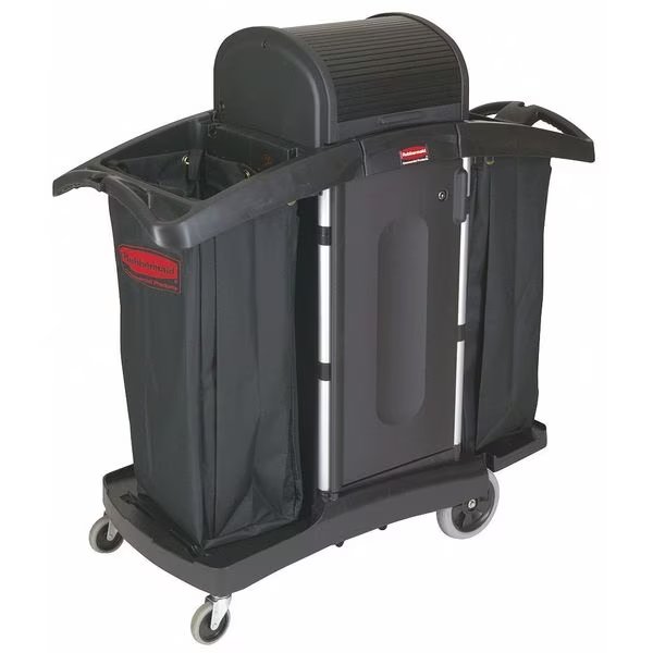 Housekeeping Cart, Black, Structural Web, Rubbermaid Commercial, Mfr#: FG9T7800BLA