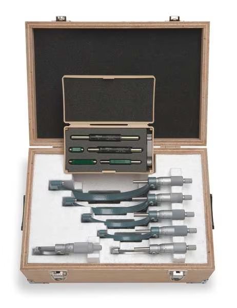 Micrometer Set, 0 to 6 In, 0.0001 In, 6 Pc, Mitutoyo, Mfr#: 103-907-40