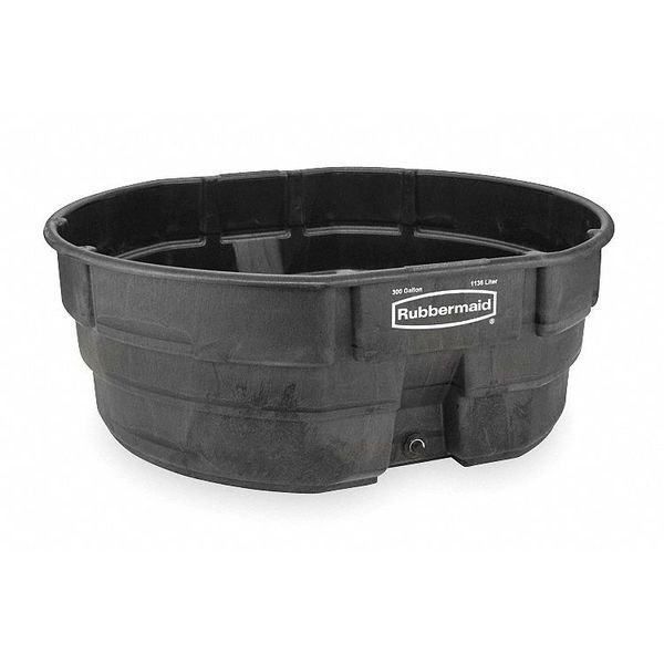 Stock Tank, L 63 1/4, W 69, Cap 300 gal., Black, Rubbermaid Commercial, Mfr#: FG424700BLA